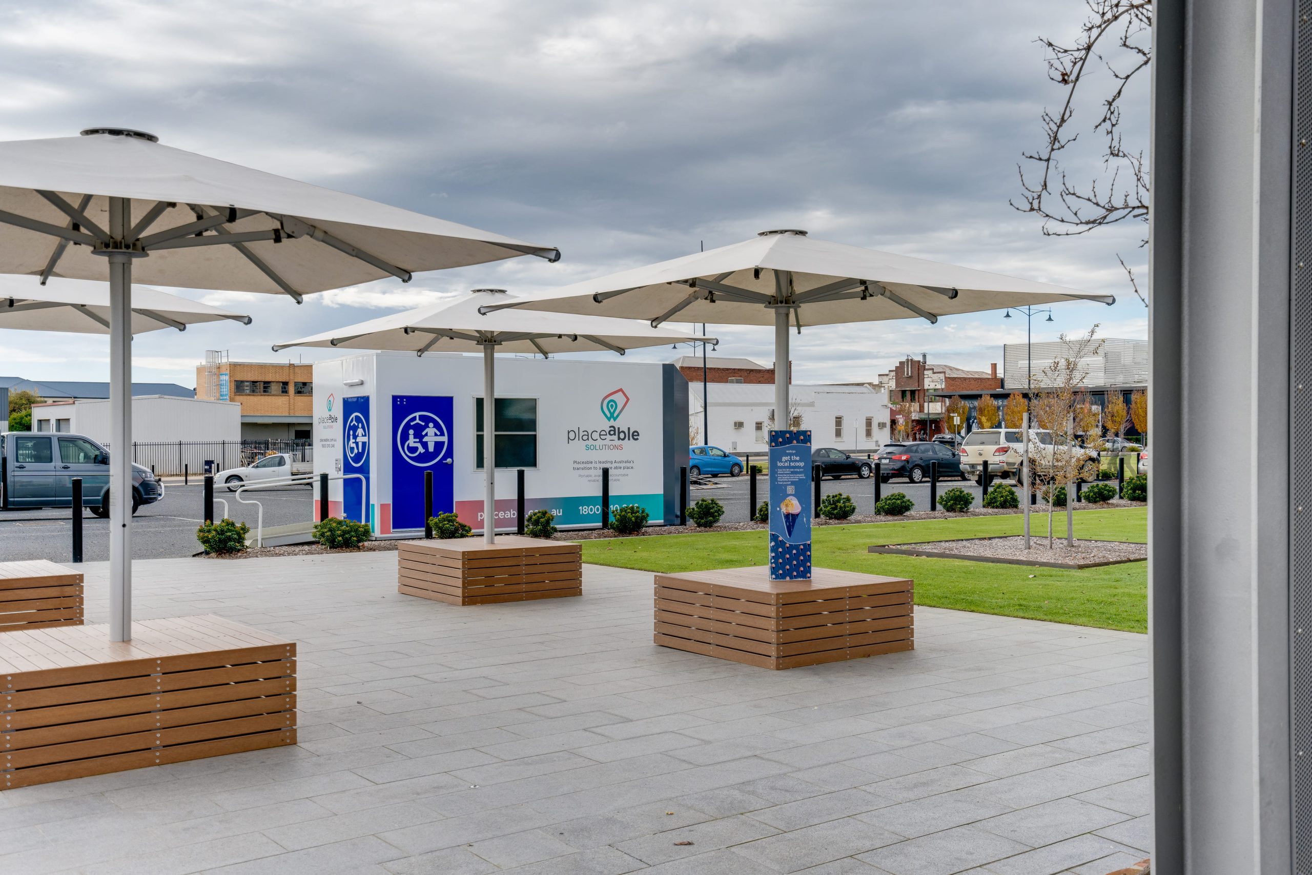 Access POD Community+ installed in a public town square with Placeable Solutions 