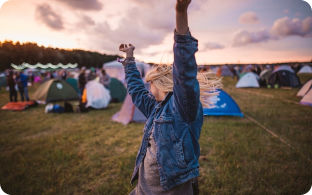Festival attendee at an outdoor event 